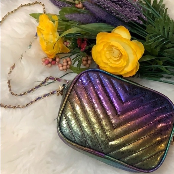 Handbags - New! Rainbow Chevron Crinkle Crossbody